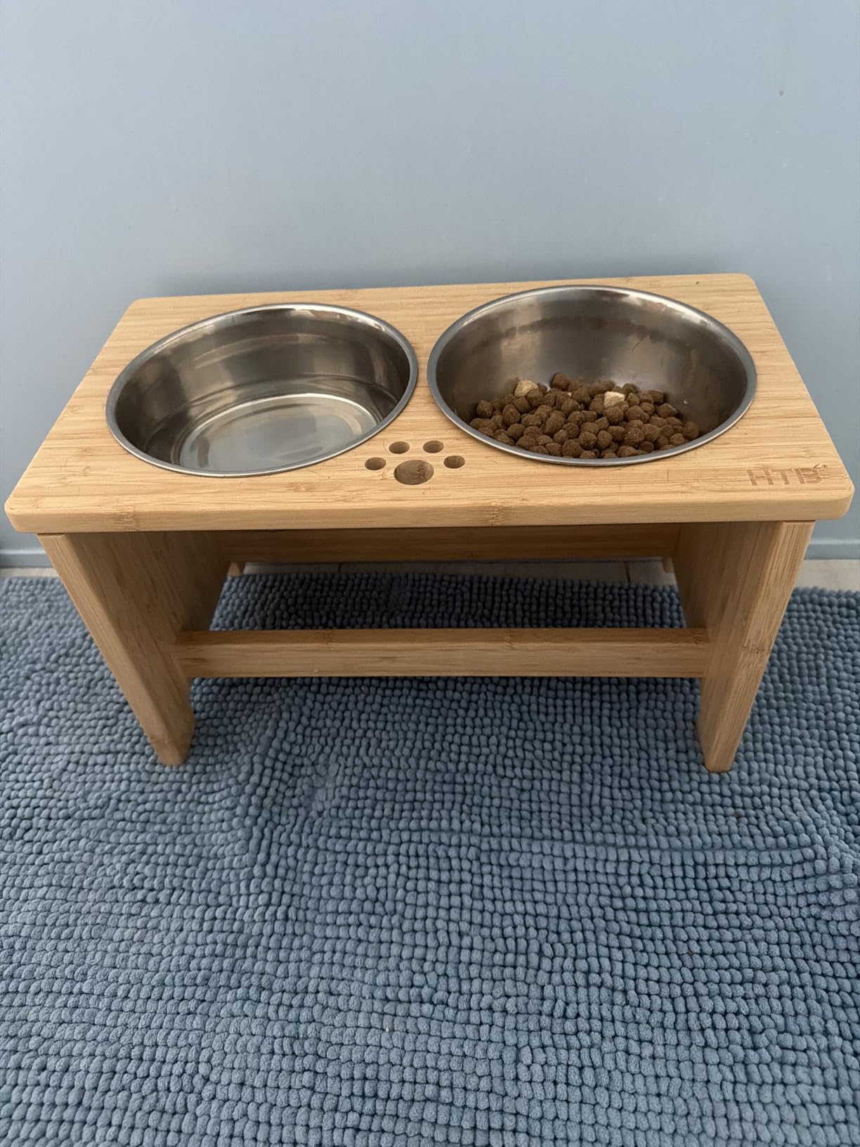 HTB Elevated Dog Bowls,Raised Dog Bowl Stand with 2 Stainless Steel Bowls,Elevated Raised Dog Bowls for Large Medium Small Sized Dogs customer photo 1