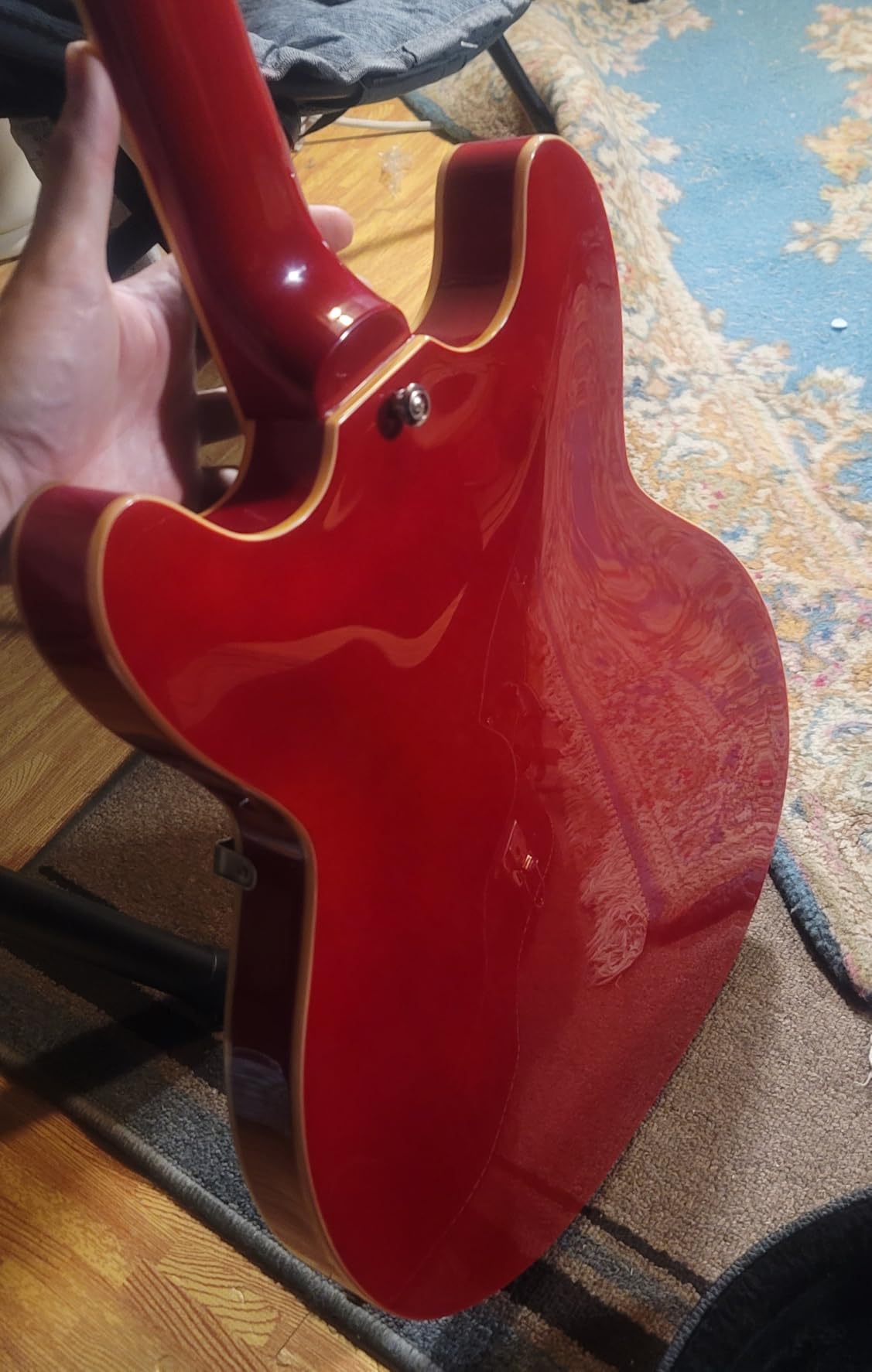 Grote Full Scale Electric Guitar Semi-Hollow Body Guitar Stainless Steel Frets(Red) customer photo 2