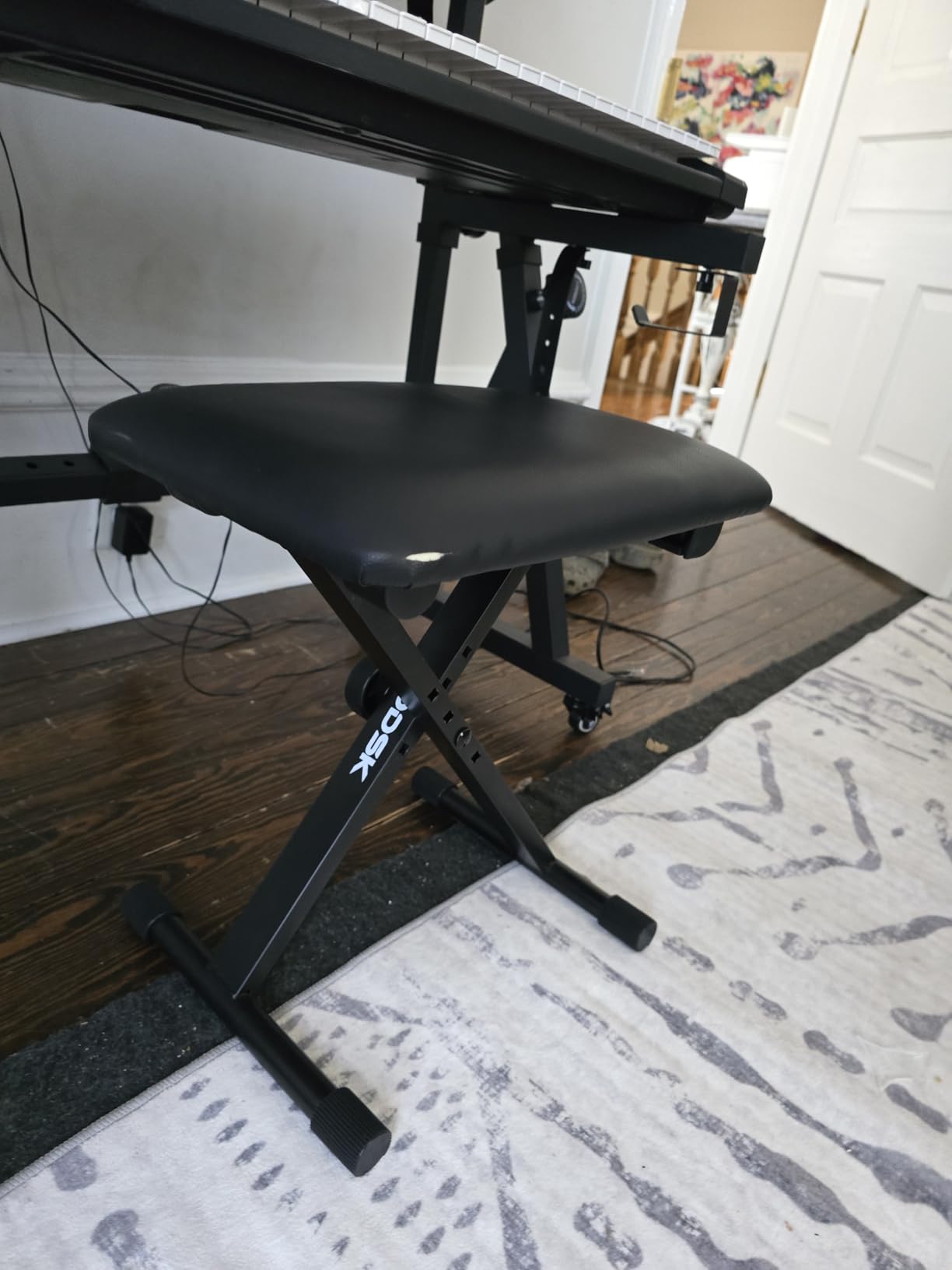 AODSK Keyboard Bench X-Style Cushion Padded, Piano Bench Adjustable Collapsible Stool Chair Seat, Flame Retardant Cotton, Non-Skid Design customer photo 1