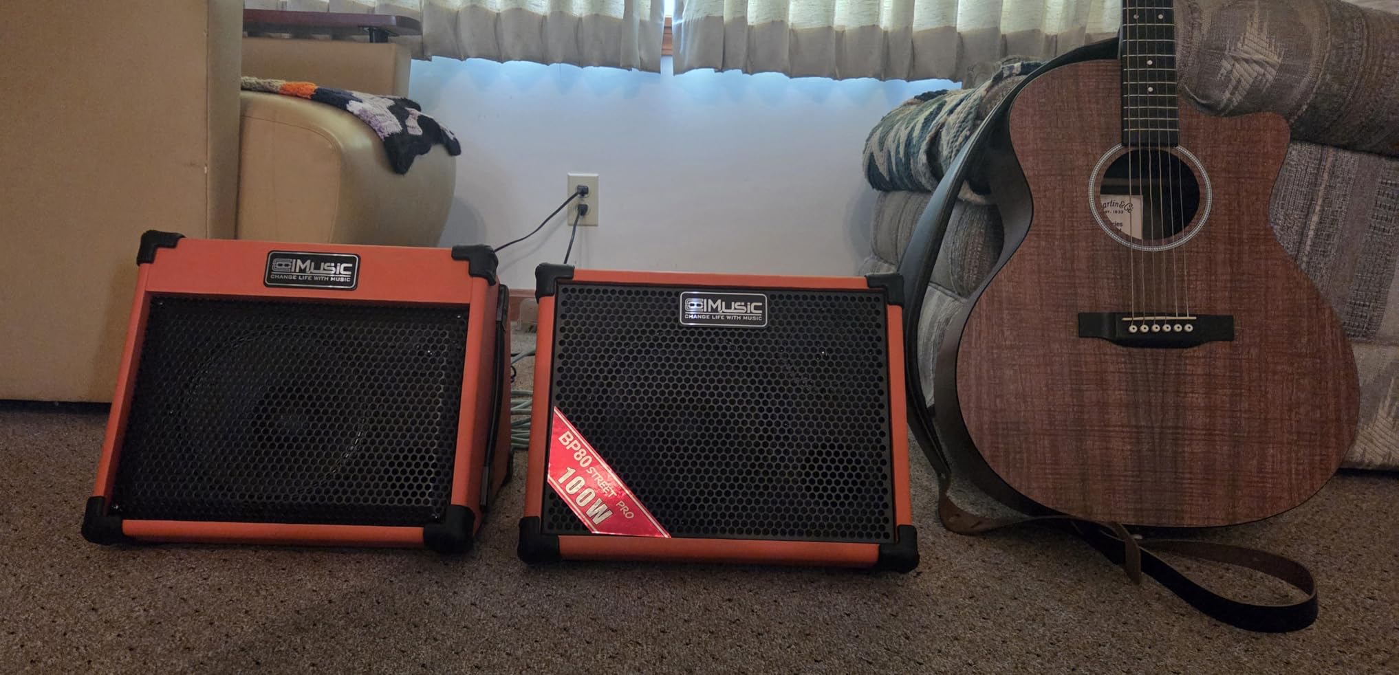 Coolmusic BP80 Battery Powered Acoustic Guitar Amplifier- Portable Bluetooth Speaker 100W, 6 Inputs, 3 Band EQ, Black(3-Year Warranty) customer photo 1