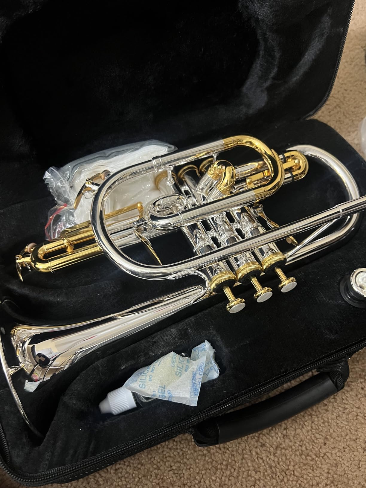 Double Trigger Bb Cornet 8358S Intermediate Phosphor Bronze Leadpipe 3rd Tuning Slide Finger Ring Brass Bell SGG Finish for High School Band and Advancing Players customer photo 2