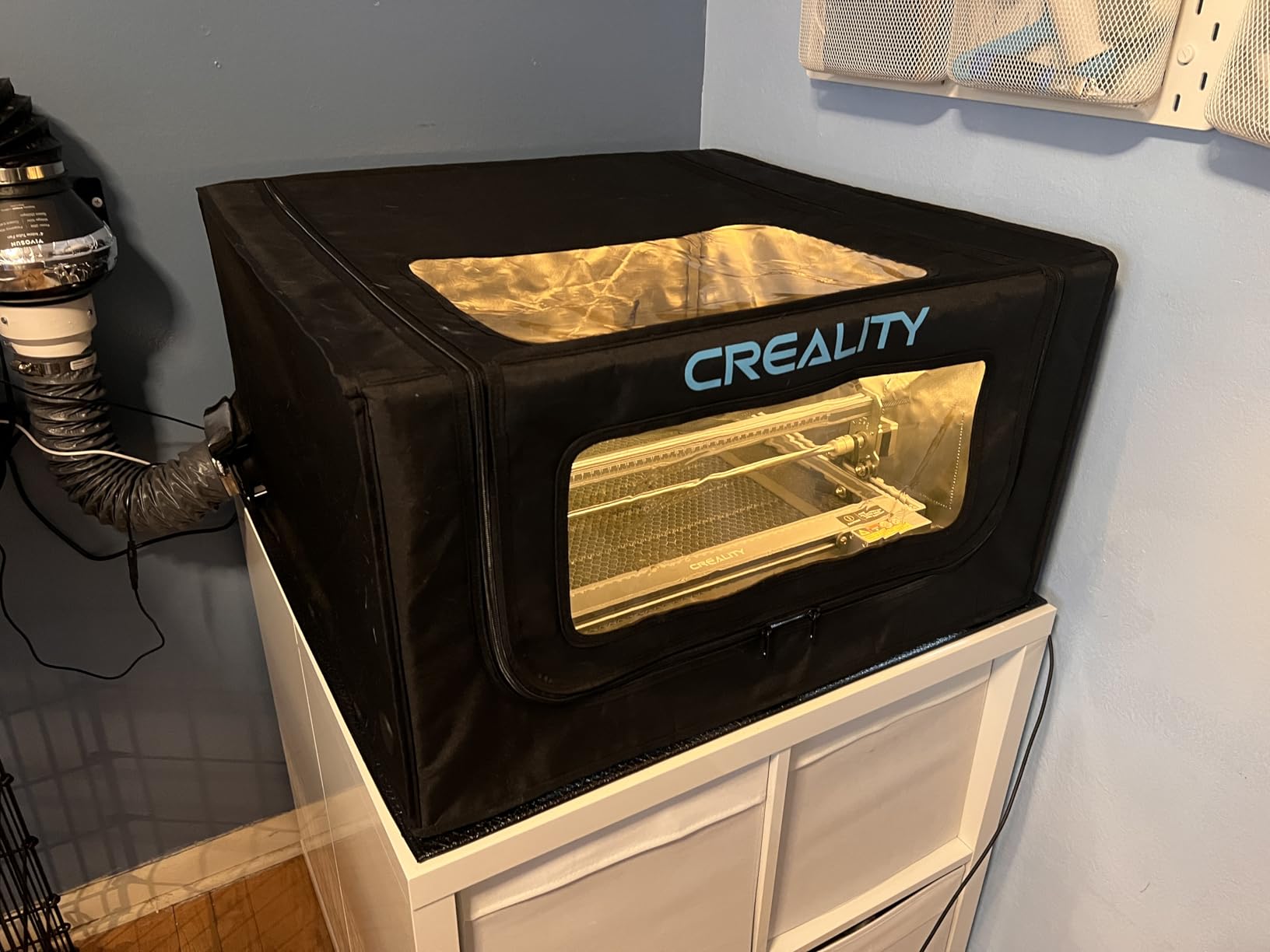 Creality Laser Engraver Enclosure 2.0 with Vent, Isolate Smoke Laser Cutting Machine Protective Cover with Eye Protection, Against Noise,Suitable for Creality or All Laser Engraver, 28.3*28.3*15.7inch customer photo 1