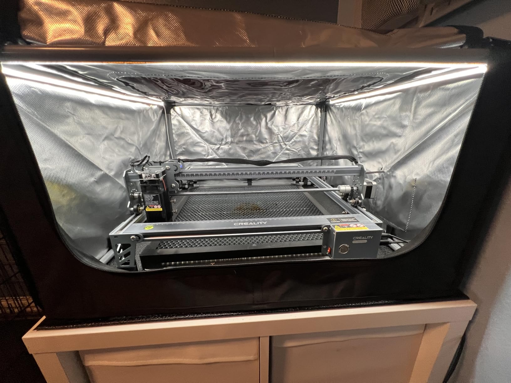Creality Laser Engraver Enclosure 2.0 with Vent, Isolate Smoke Laser Cutting Machine Protective Cover with Eye Protection, Against Noise,Suitable for Creality or All Laser Engraver, 28.3*28.3*15.7inch customer photo 2