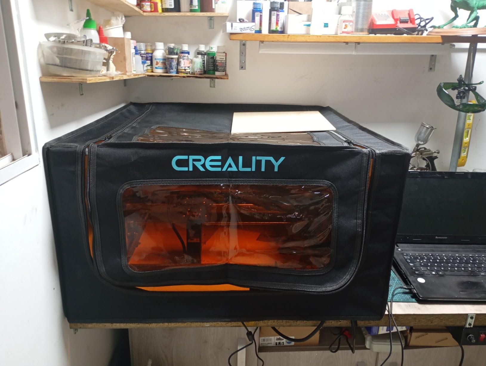 Creality Laser Engraver Enclosure 2.0, Universal Laser Engraver Protective Cover Tent, Fits for Most Laser Engraver Machine, Eye Protection, Insulates Against Noise, Fumes and Odors, 720x720x400mm customer photo 2