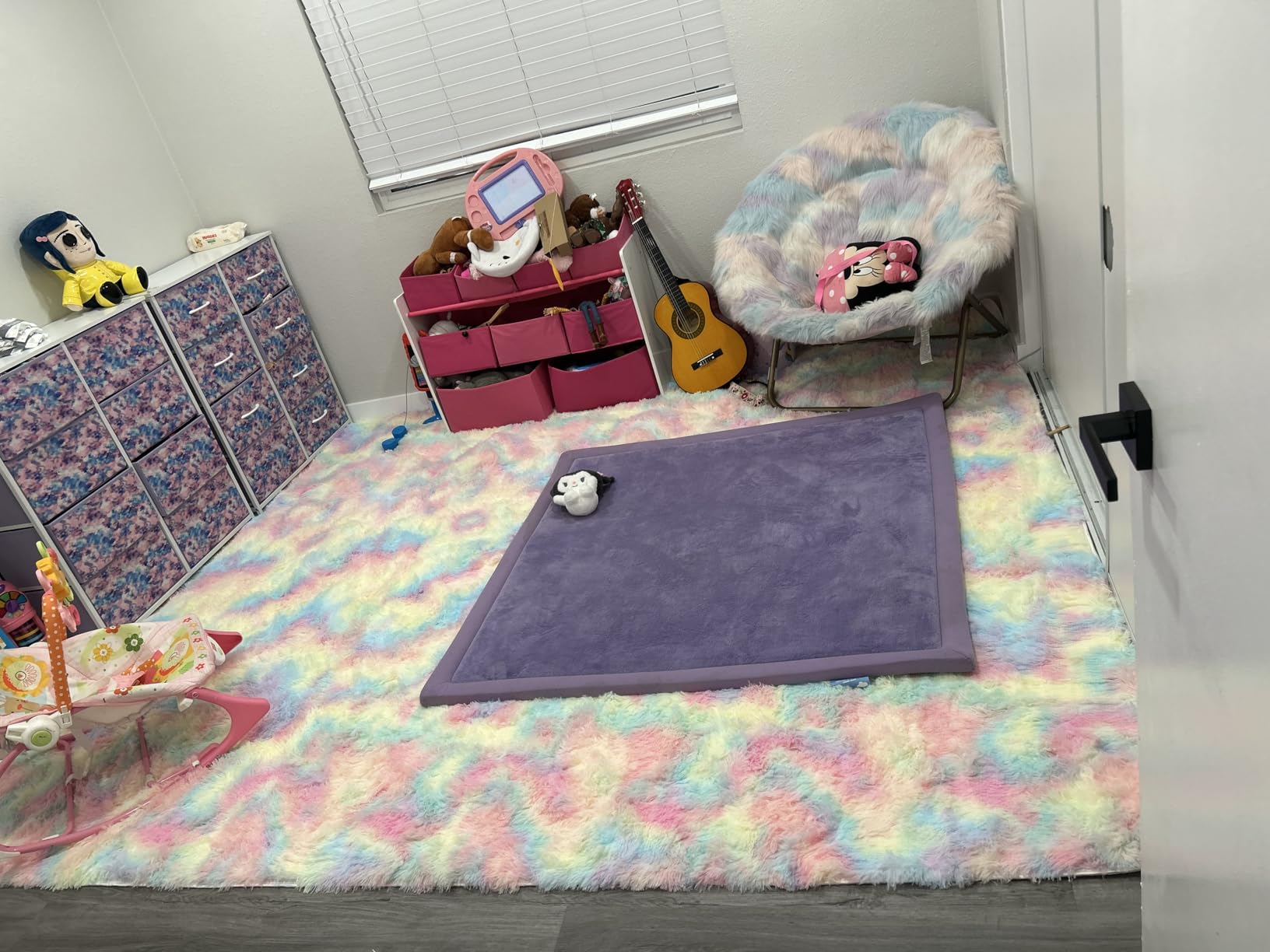 KCHOWUA Thick Area Rug Black Fluffy Shag 5x8 for Bedroom, Ultra Soft Plush Shaggy Fuzzy Carpet, Thickened Washable Non-Slip Cozy Furry Rug for Living Room, Kids, Girls Boys Baby Nursery, and Dorm customer photo 2