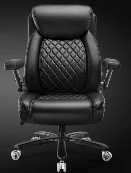 650LBS Big and Tall Office Chair with 5D Flip Arms and Thick Pocket Spring Cushion, Extra Wide Heavy Duty Office Chair & Adjustable Lumbar Support, Large High Back Computer Chair Dual Rubber Wheel customer photo 1