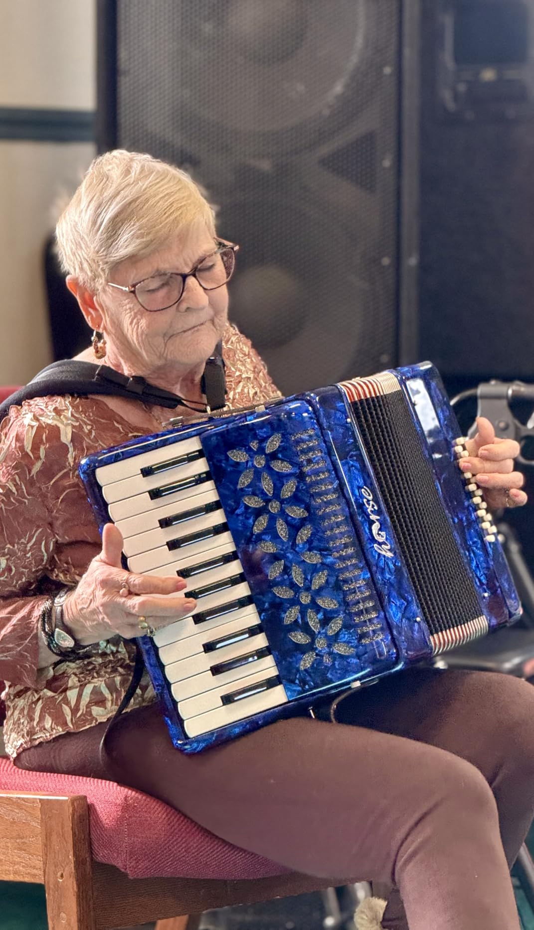 25 Keys Accordion, 16 Bass Student Piano Accordion for Beginner and Adults, Lightweight Portable with Adjustable Straps, Cleaning Cloth, Gloves, and Carrying Bag (Blue) customer photo 1