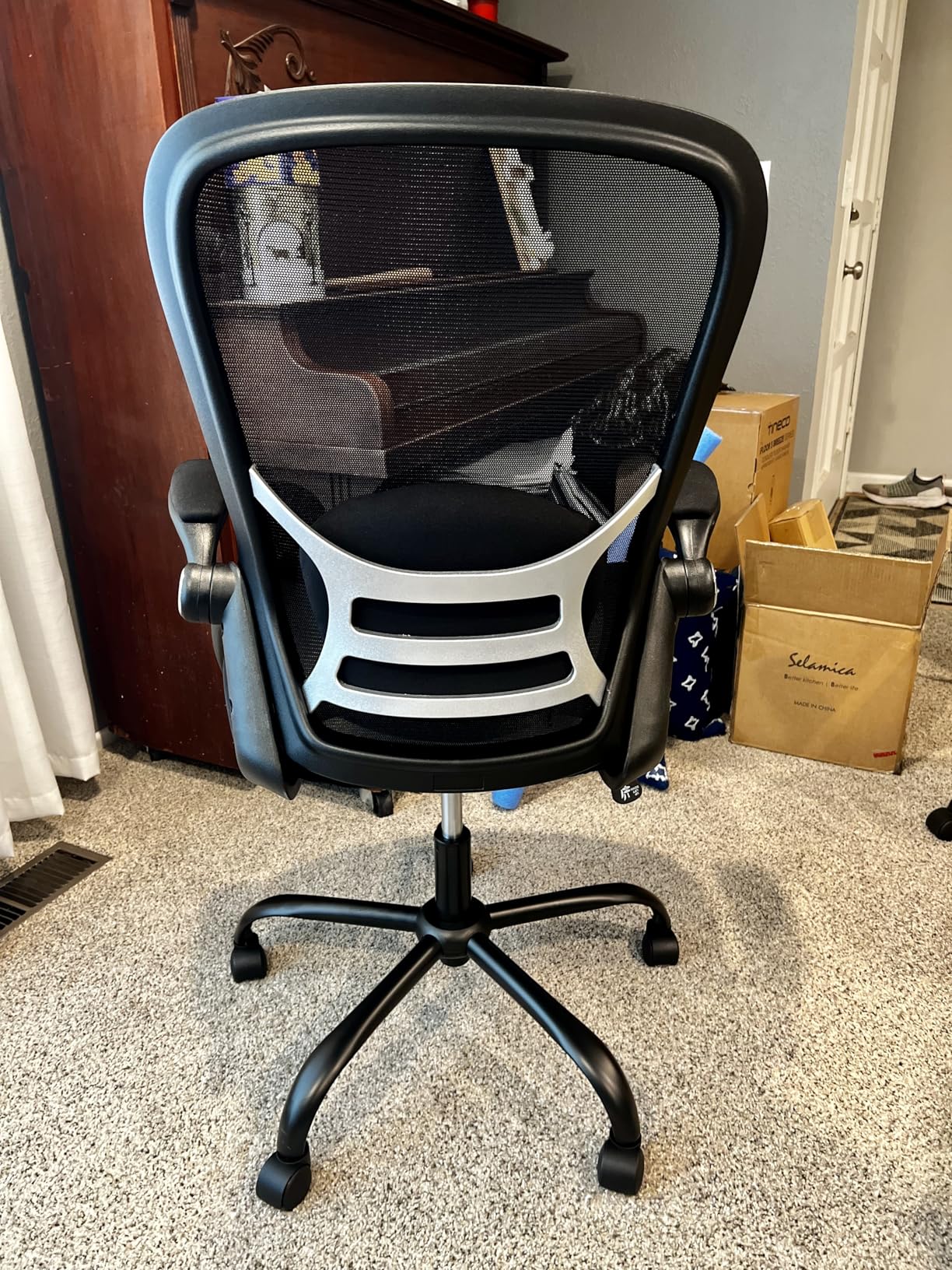 HYLONE Big and Tall 400lbs Heavy Duty Office Chair, 5 Inch Thickened Seat Ergonomic Desk Chair with Adjustable Armrests, Home Office Computer Chairs for Long Hours Mesh Executive Chair (Black) customer photo 2