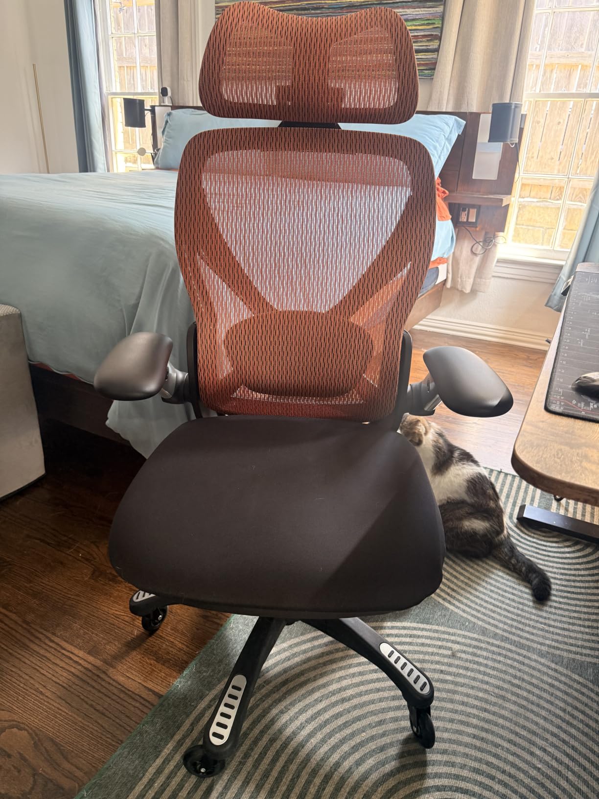 ELABEST X100 Ergonomic Office Chair with Footrest, Big and Tall Home Desk Chair with 5D Flip-Up Arms, Adjustable 3D Lumbar Support, High Back Rolling Computer Chair, Swivel Mesh Chairs (Library Oak) customer photo 1