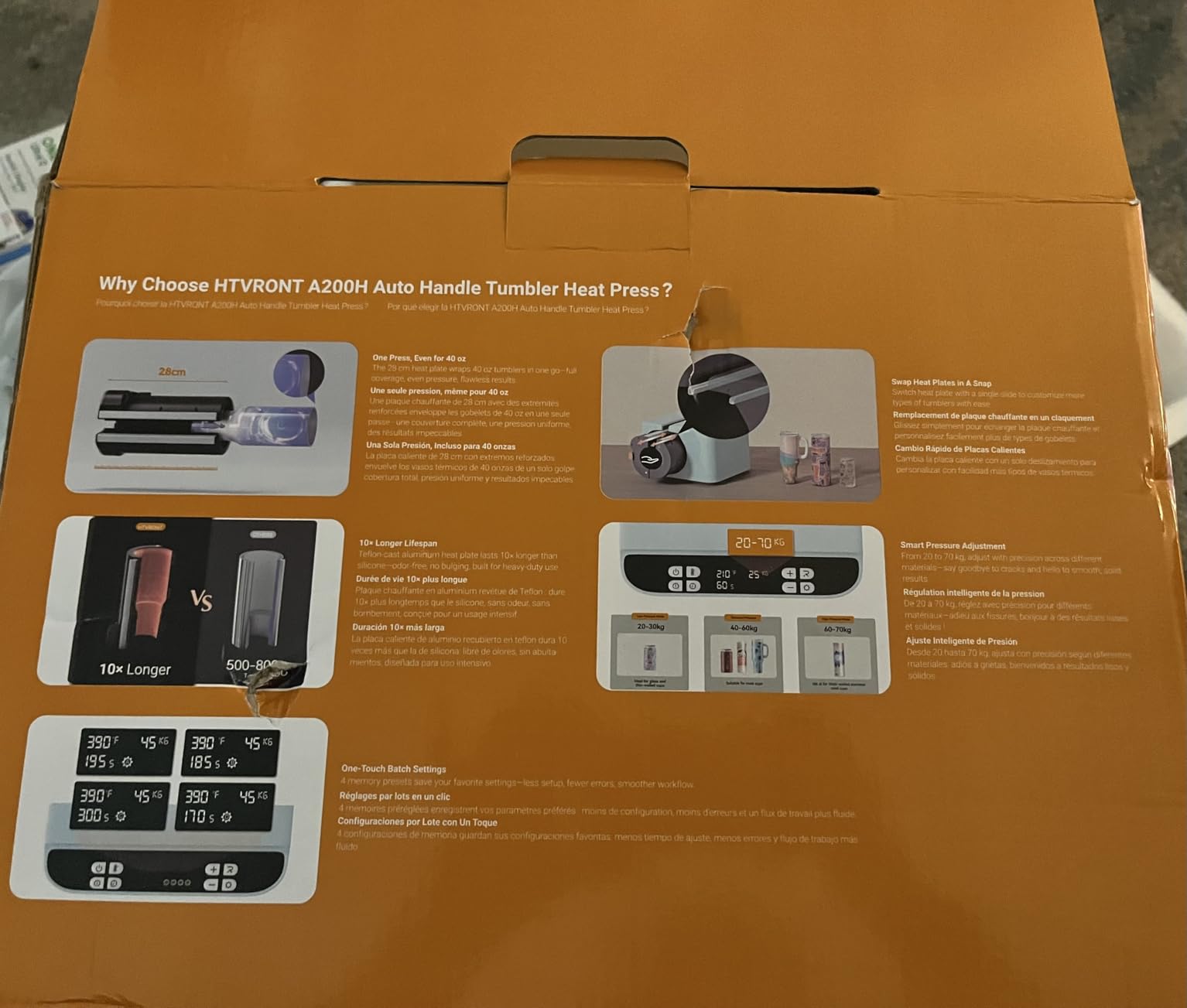 HTVRONT Auto Tumbler Heat Press 2 - A200H Full Cup Transfer Heat Press Machine for 40 OZ Tumbler with Handle, Heat Even Cups Sublimation Machine with Adjustable Pressure & 4 Memory Modes, White customer photo 2