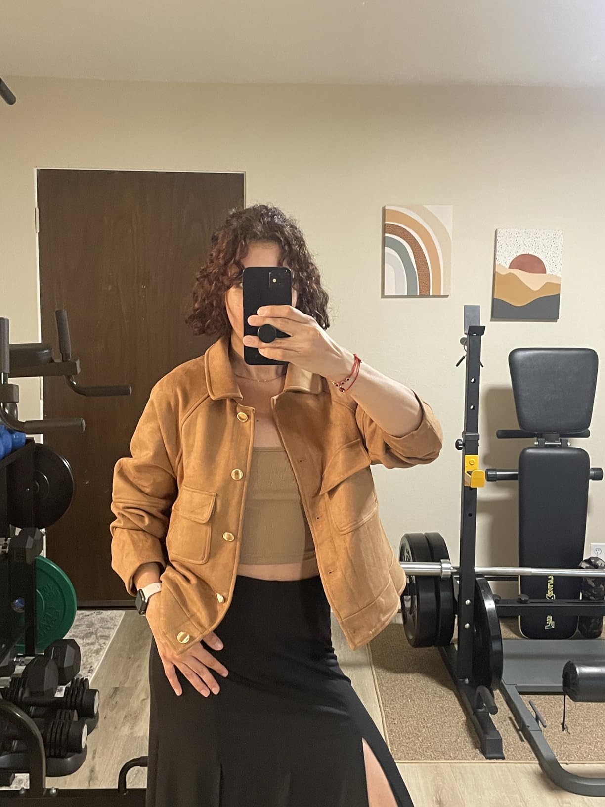 Womens 2026 Spring Faux Suede Cropped Jackets Coats Casual Button Down Barn Vintage Trendy Shackets customer photo 2