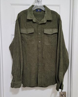 Men Corduroy Shirt Button Down Casual Ribbed Lightweight Jacket with Flap Pockets (S-XXL) customer photo 2