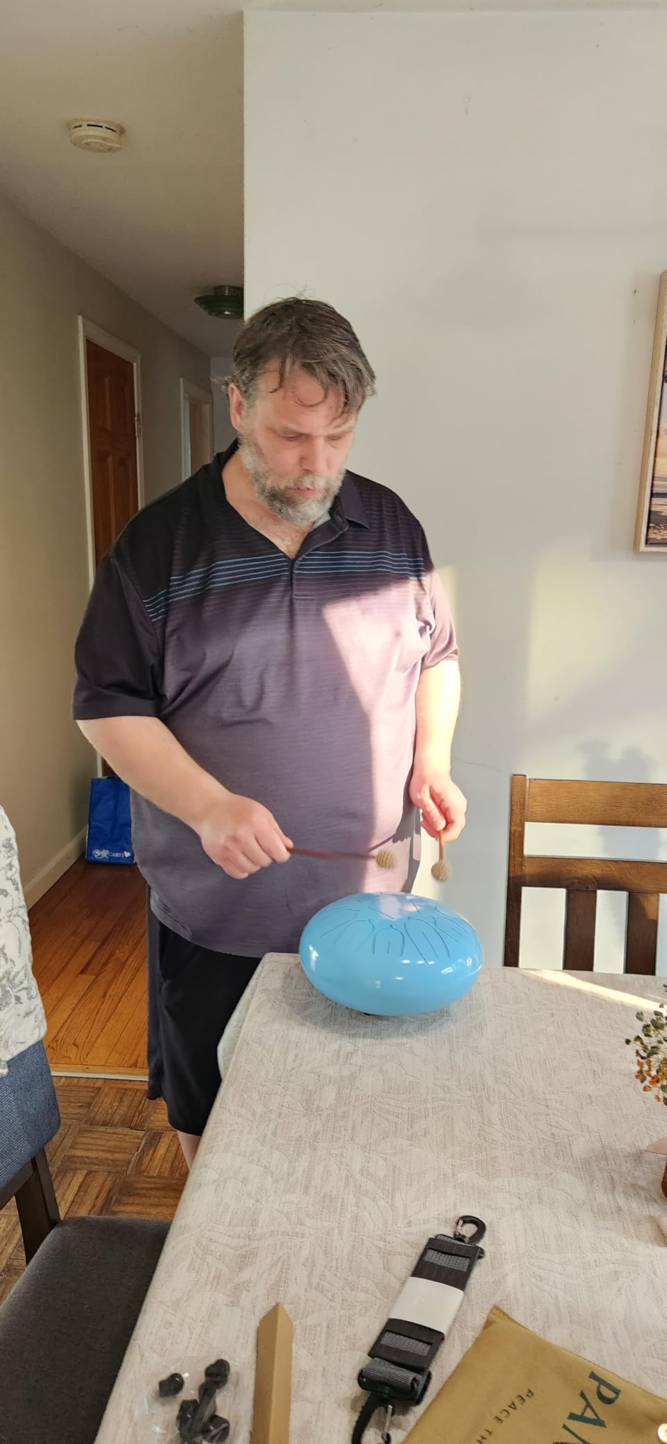 Panda Drum Plus (Black) - Steel Tongue Handpan with Music Book, Mallets, Carrying Bag & Finger Picks, 11 inch, 432 Hz customer photo 2