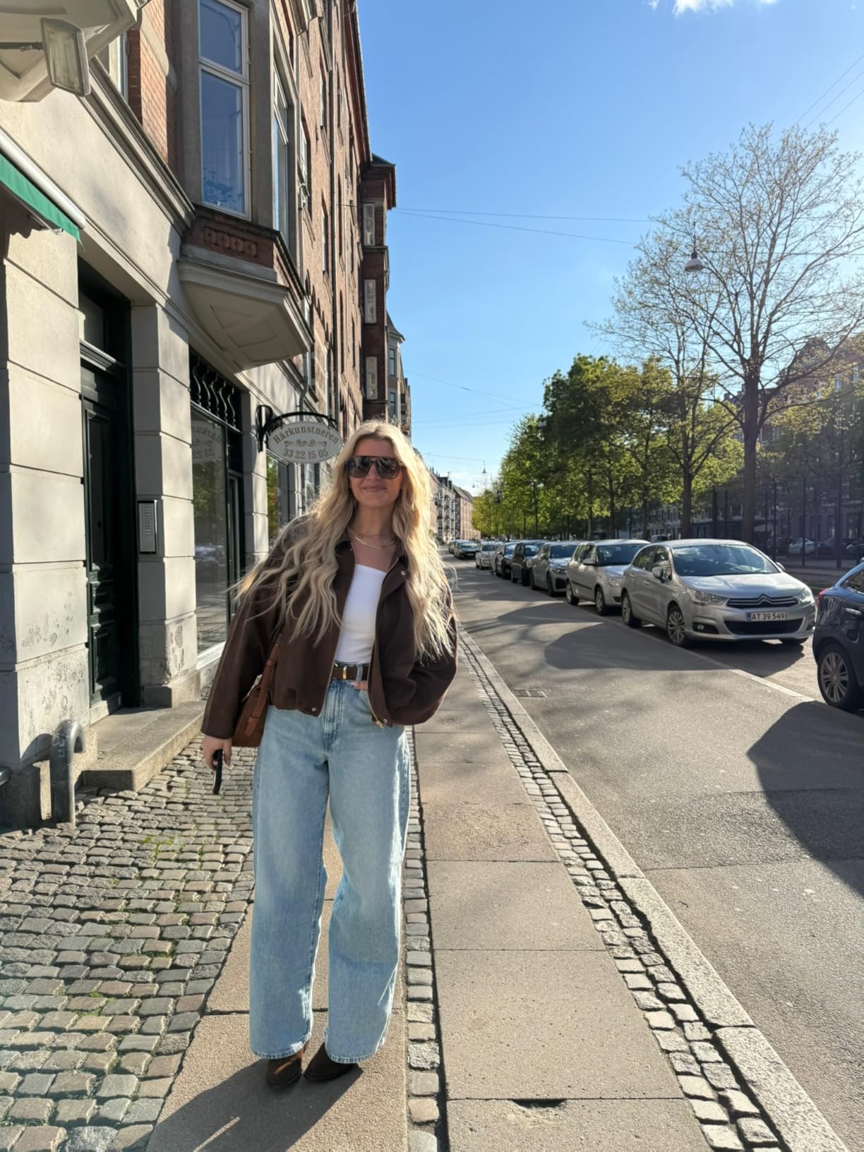 Kissonic Womens Faux Suede Bomber Jacket Oversized Batwing Long Sleeve Zip Up Cropped Coat Streetwear customer photo 2