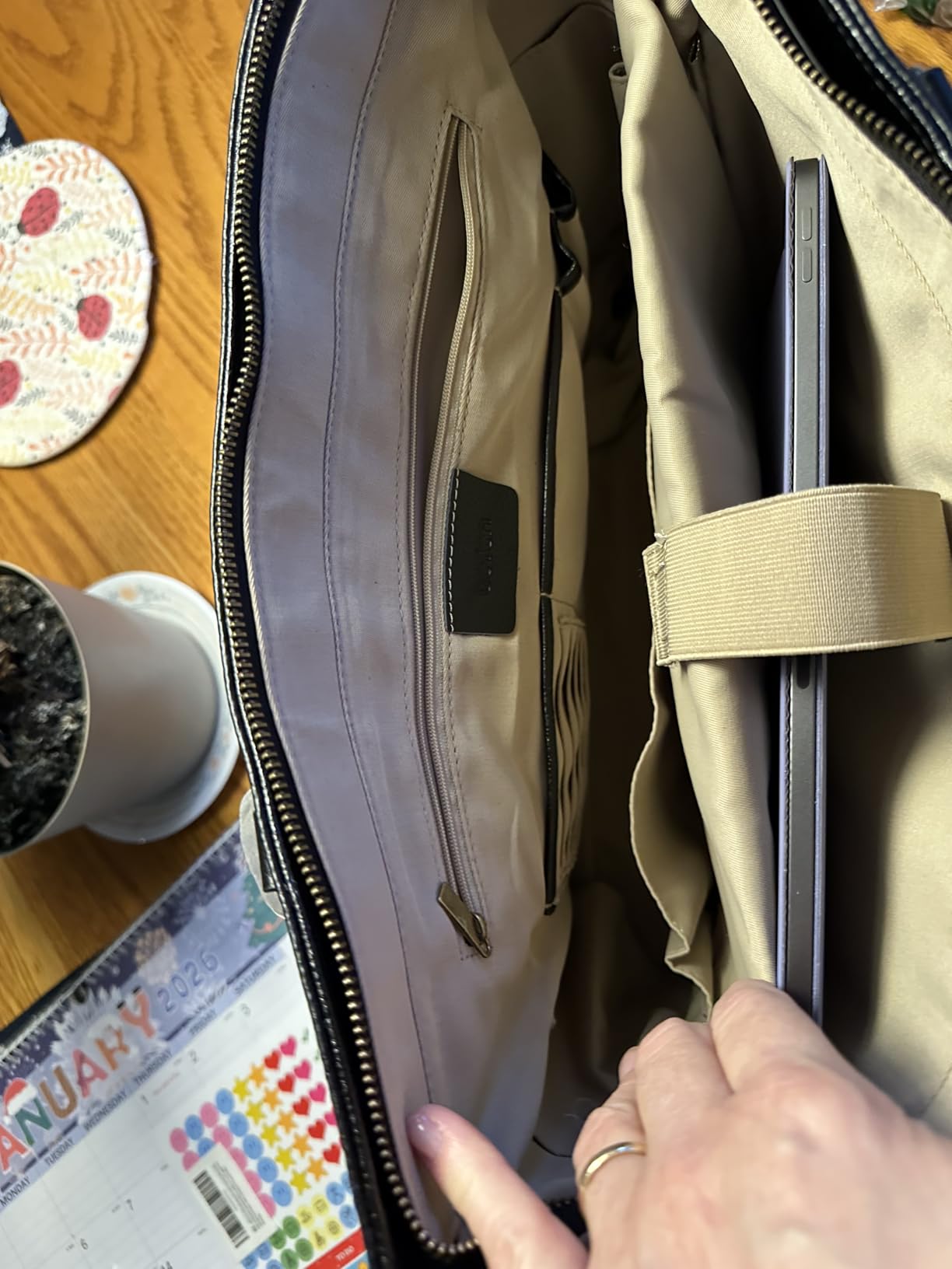 Genuine Leather Tote Bag for Women Work, Womens Laptop Purse Bags Shoulder Satchel Handbags with 15.6
