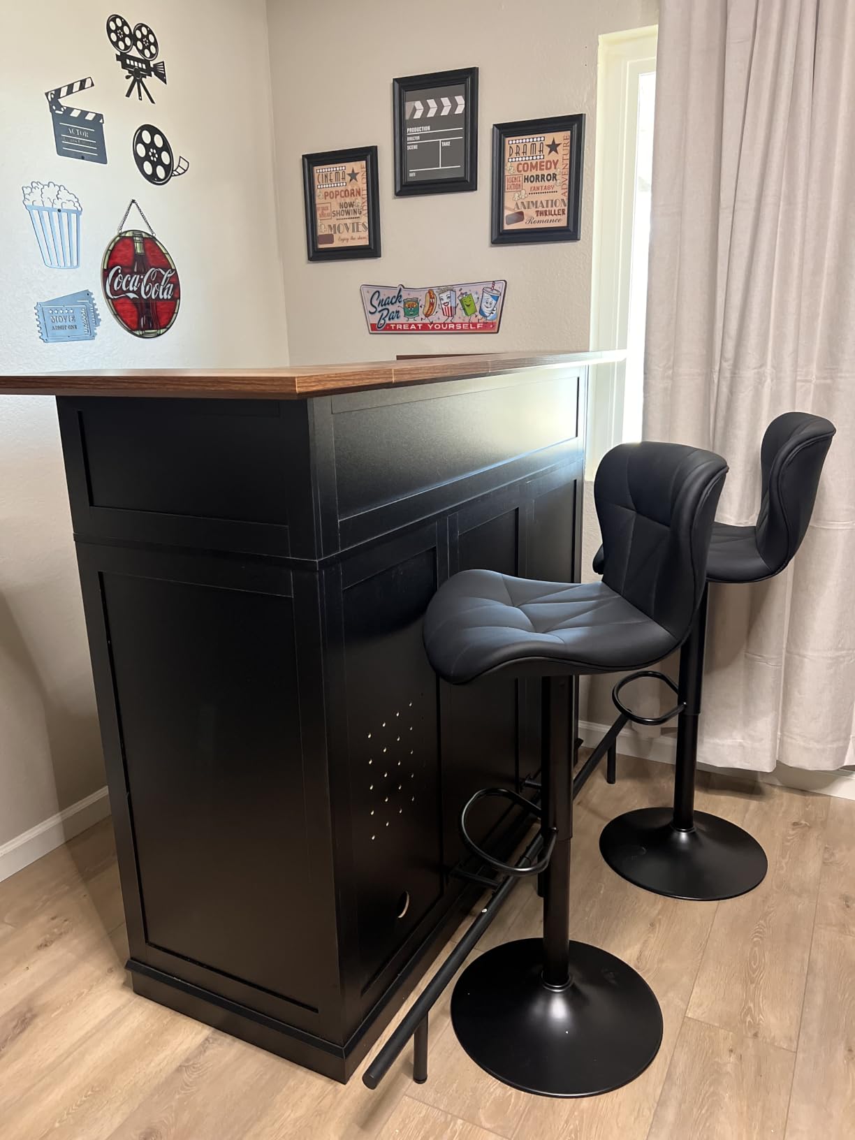 GDLF Home Bar Unit with Fridge Space, U-Shape Liquor Wine Cabinet, 63.1