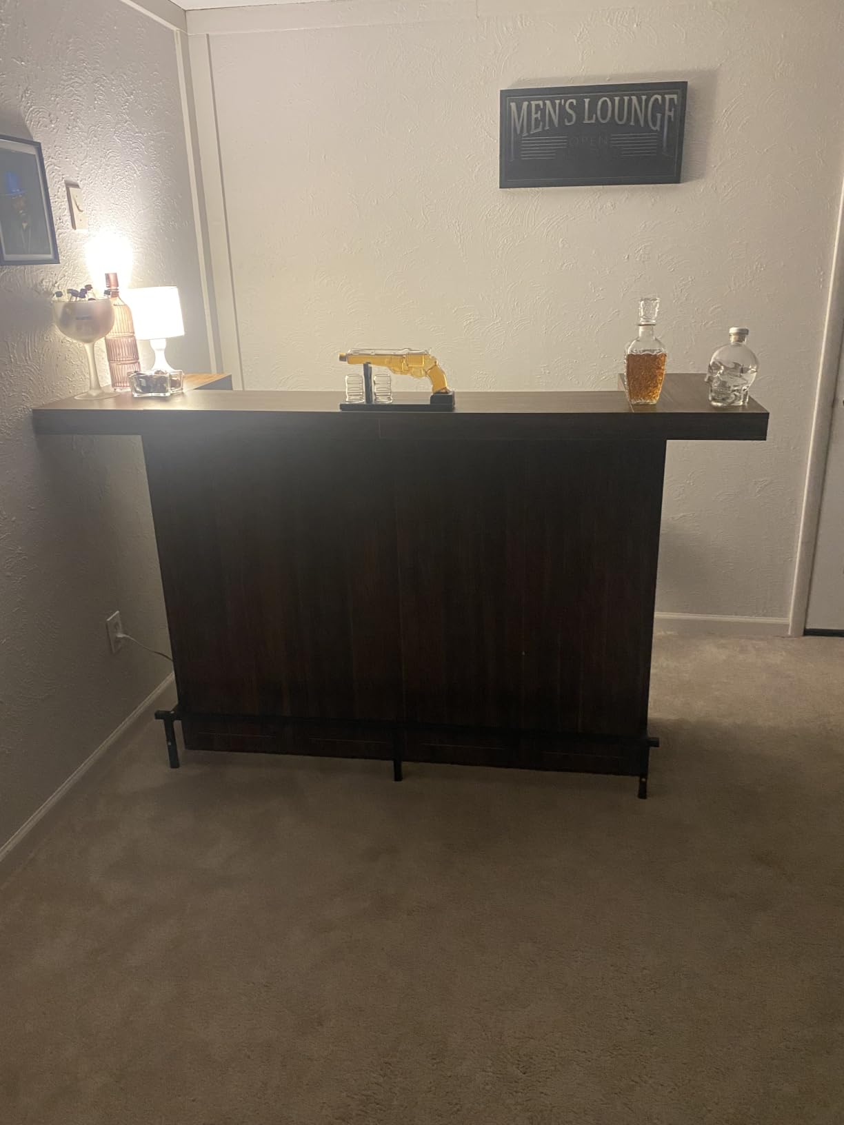 Tribesigns 4-Tier Bar Table, 70.9-Inch Large Wooden Home Bar Unit with Wine Glass Holder and Black Footrest, Pub Table with Storage Shelves for Dining Room, Living Room, Black customer photo 1