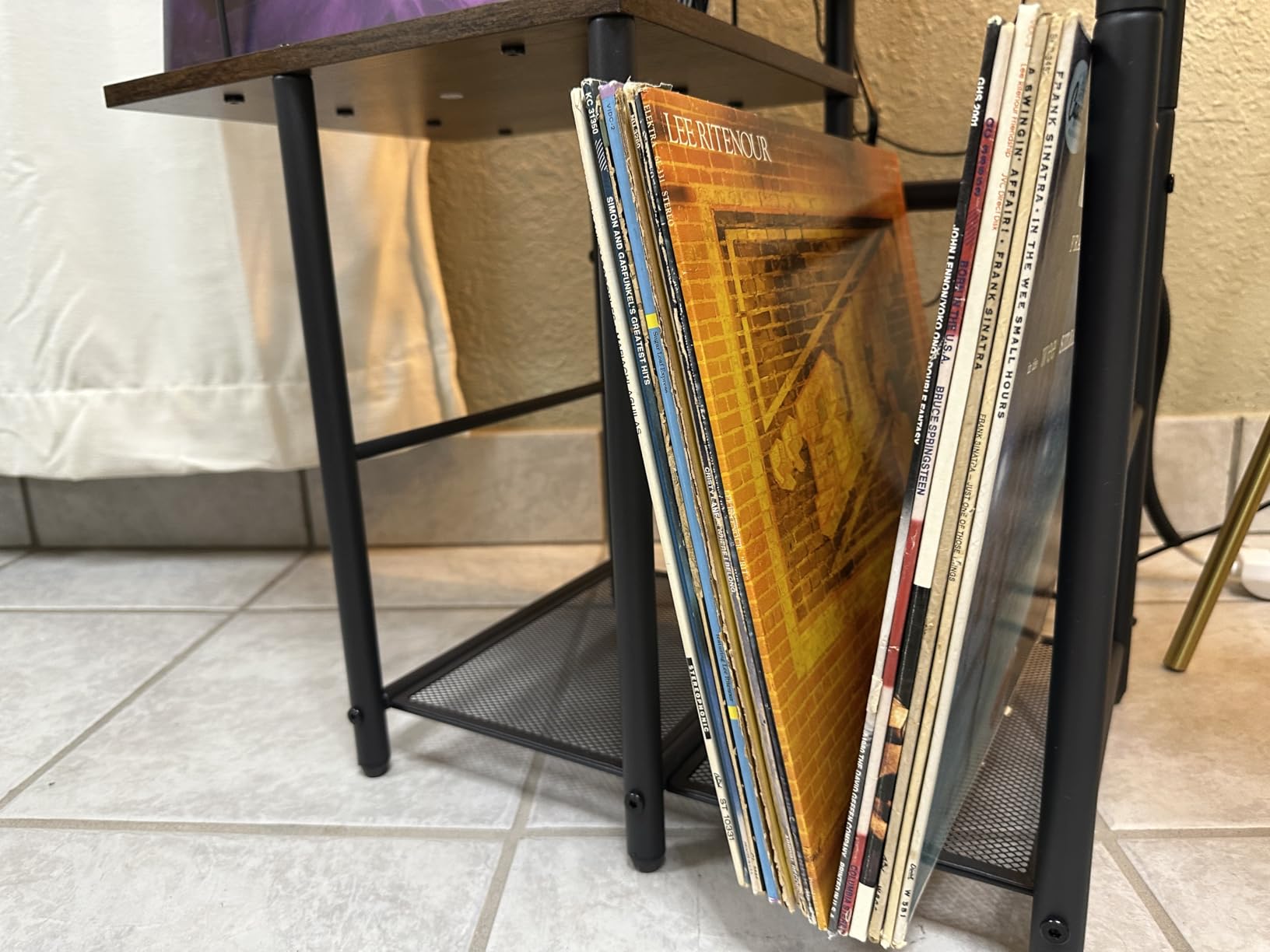 Record Player Stand, Vinyl Record Storage Holder with Display Shelf, Turntable Stand Table with Vinyl Organizer Dividers Album Rack, Vintage Style Record Cabinet Wood, Mid Century Modern Tall Console customer photo 1