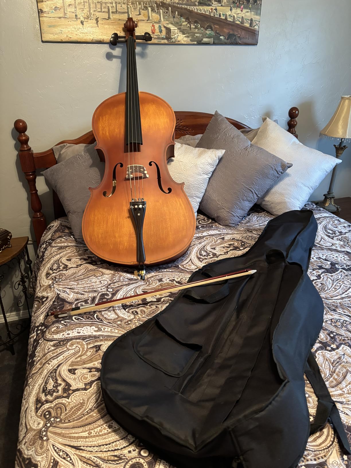 Cello 4/4 Full Size, Beginner Cello Instrument for Adults, Acoustic Cello Set with Padded Bag, Extra Strings, Bridge, Bow & Rosin for Lessons, Home Practice & School Orchestra, Matte Natural customer photo 1