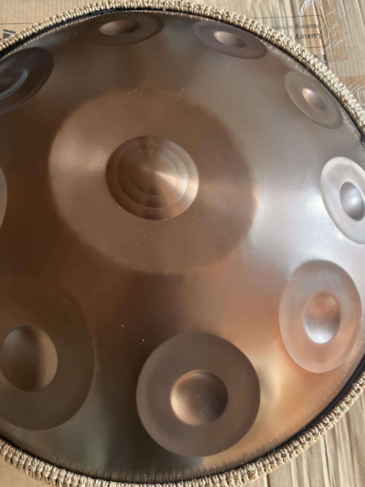 Handpan Drum 22 Inch, 10 Notes Triple-topped Hand Drum Instrument, 432Hz D Minor Kurd Premium Steel Hand Pan Drum for Adults, Complete Kit Includes Carrying Case, Stand, User Manual (Deep Golden) customer photo 1