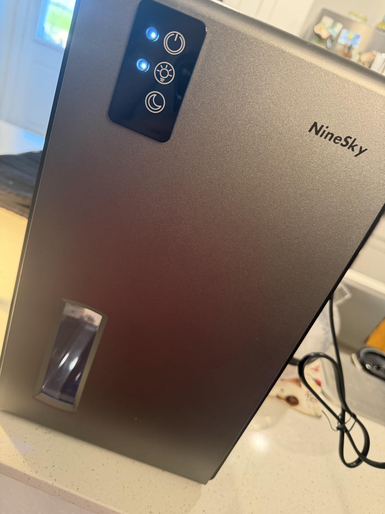NineSky Dehumidifiers for Home, 1000 Sq.Ft Dehumidifier with 95oz Water Tank, Quiet Dehumidifier for Basement Bathroom Bedroom with 7-Color Ambient Light & Auto Shut Off, (Grey) customer photo 1