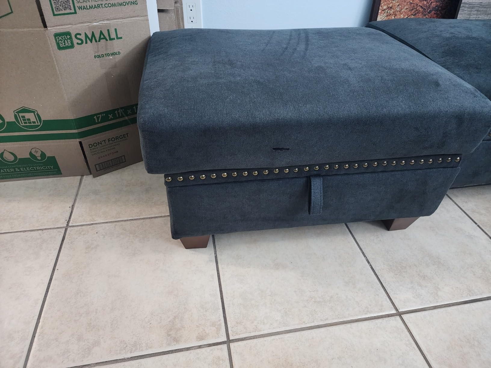 JAMFLY 3-Seat Reversible Sectional Sofa with Convertible Ottoman, Modern Ribbed Fabric L-Shaped Couch for Living Room, Small Apartment & Office, Easy Tool-Free Assembly, Grey customer photo 1