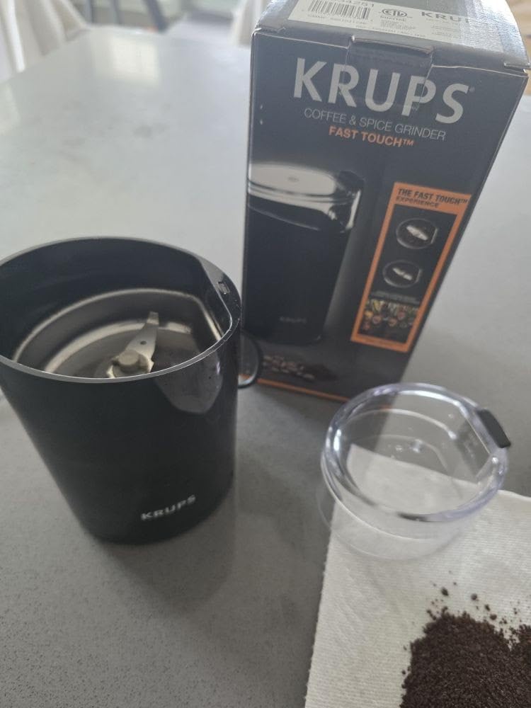 KRUPS Precision Electric Coffee Grinders, 3 oz Capacity, 200W Motor, Stainless Steel Blades for Uniform Grinding of Beans, Herb and Nuts, Coffee and Spice Grinder Electric, (Black) customer photo 2