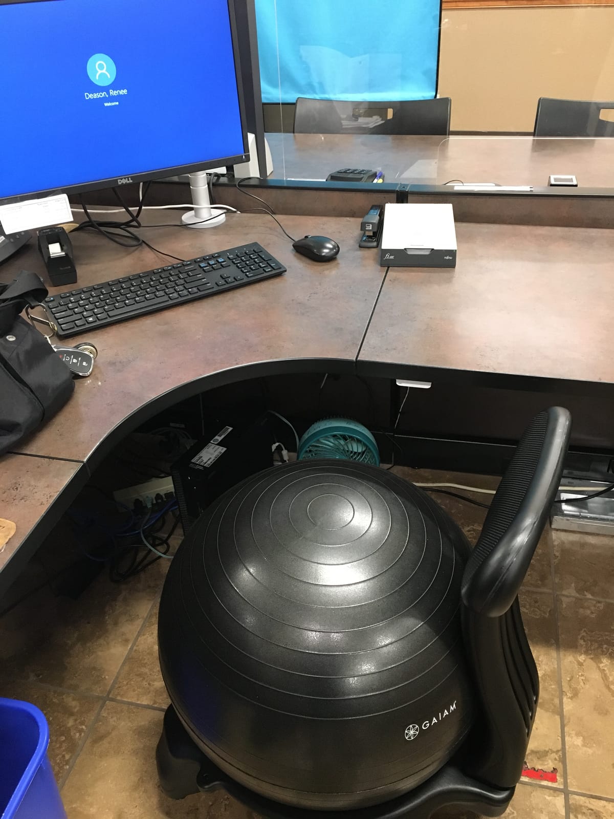 Gaiam Classic Balance Ball Chair, Stability Seat (Black) | 52cm stability ball chair builds core strength while you sit. Includes pump & exercise guide. customer photo 2