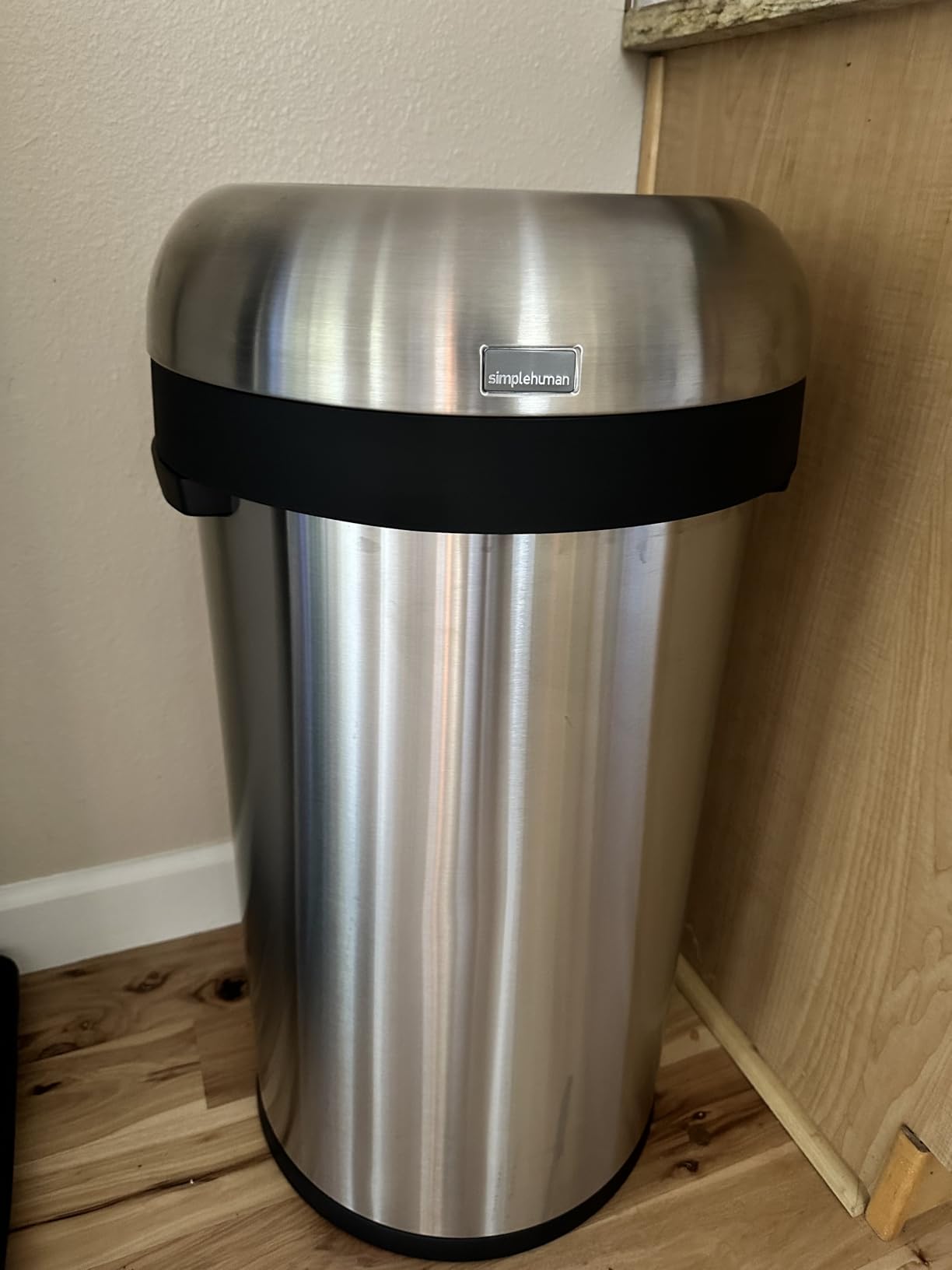 simplehuman 60 Liter / 16 Gallon Bullet Open Top Trash Can, Commercial Grade Heavy Gauge, Brushed Stainless Steel customer photo 2