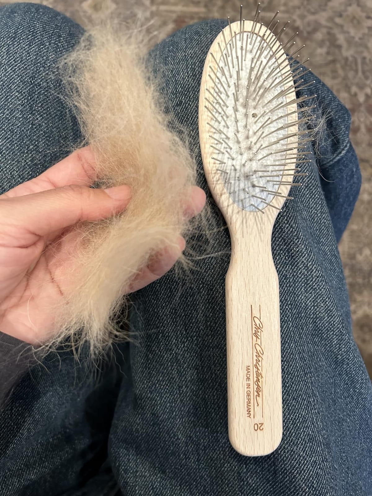 Chris Christensen Dog Brush, 27 mm Oval Pin Brush, Original Series - Professional Stainless Steel Pins, Lightweight Beech Wood Body, Ground and Polished Tips customer photo 1