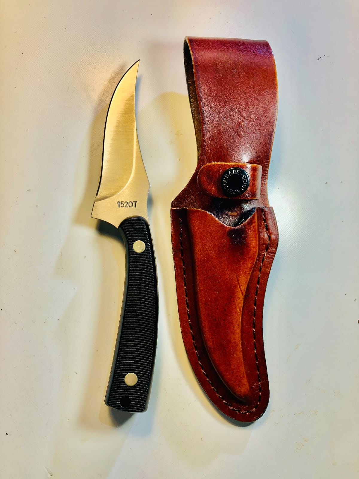 Old Timer 152OT Sharpfinger 7.1in S.S. Full Tang Fixed Blade Knife with 3.3in Clip Point Skinner Blade, Black Sawcut Handle, and Leather Belt Sheath for Hunting, Camping, Skinning, EDC, and Outdoors customer photo 1