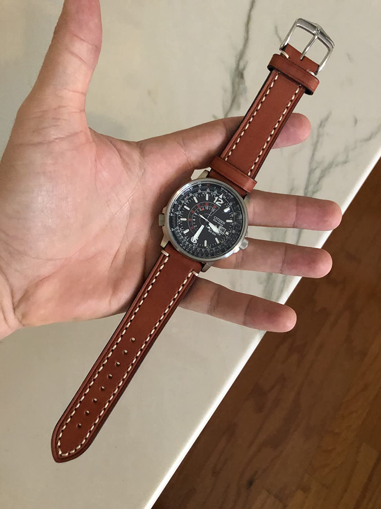 Hirsch Liberty Artisan Calf Leather Watch Band - 18mm, 20mm, 22mm, 24mm - Handpicked Saddle Natural Grain Leather - Quick Release Watch Strap customer photo 1
