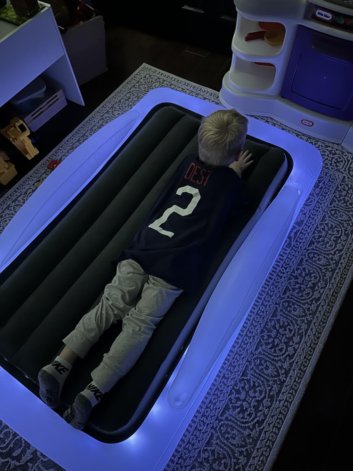 The Shrunks Inflatable Toddler Travel Bed with Safety Bumpers | Portable Toddler Bed for Kids | Toddler Air Mattress | Air Mattress with Bed Rails customer photo 2