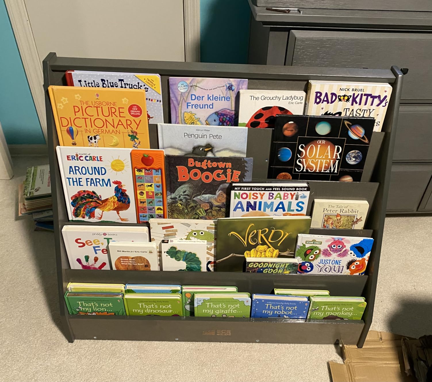 ECR4Kids 5-Shelf Wooden Book Display, Single-Sided Bookshelf, Natural customer photo 1