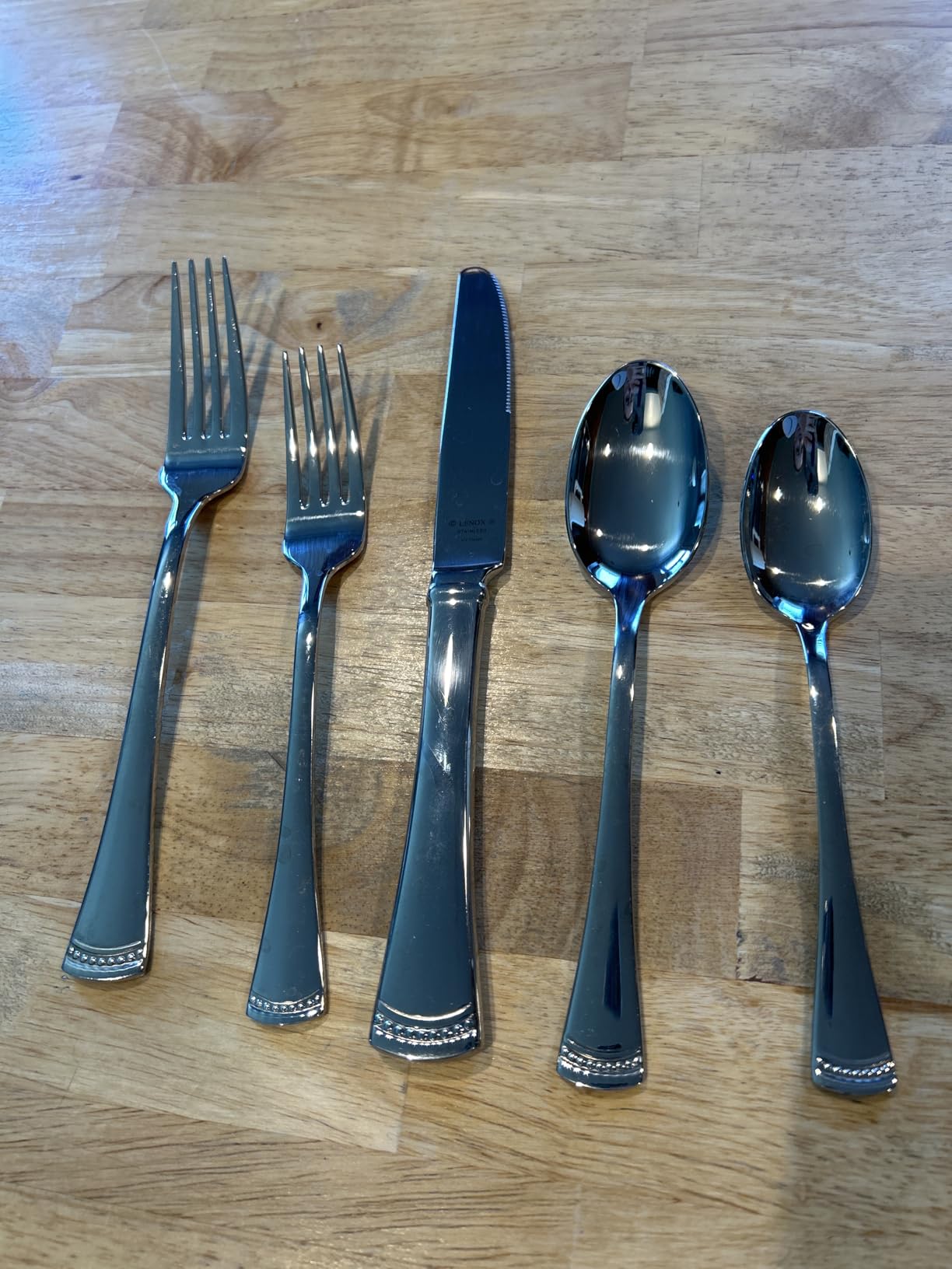 Lenox Portola 65-Piece 18/10 Silverware Set for 12, Flatware | mirror finish, dishwasher safe | includes serving spoons and utensil set | heavy duty, cutlery set for kitchen and dining customer photo 2