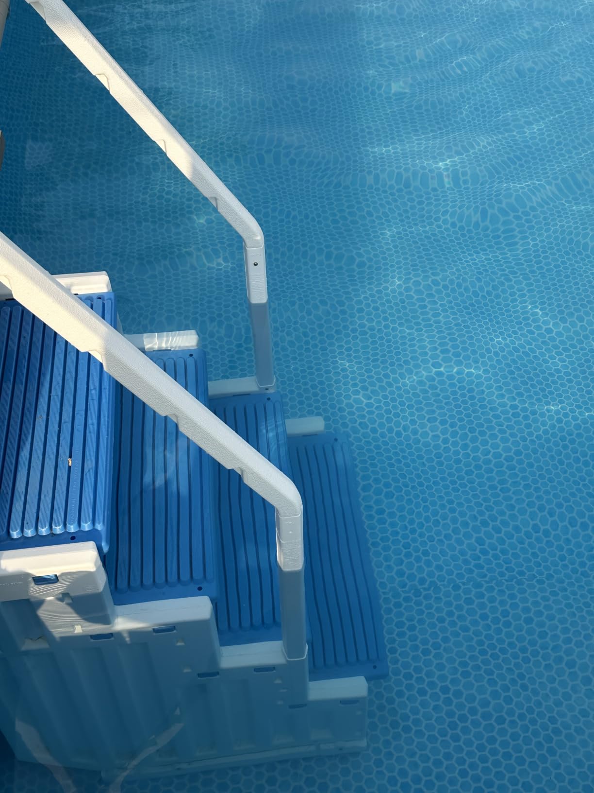 Confer Plastics Step-1X: Sturdy Above Ground Entry System with Dual Handrails and Slip-Resistant Steps, Easy Installation, Supports up to 400 lbs - Proudly Made in USA. White with Blue Treads customer photo 2
