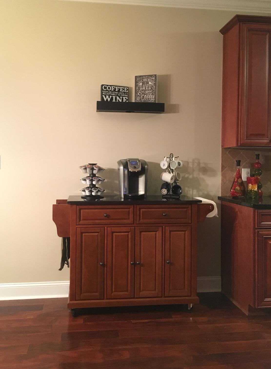 Crosley Furniture Full Size Granite Top Rolling Kitchen Island Storage Cart, Microwave Stand, Spice Rack, Cherry customer photo 1