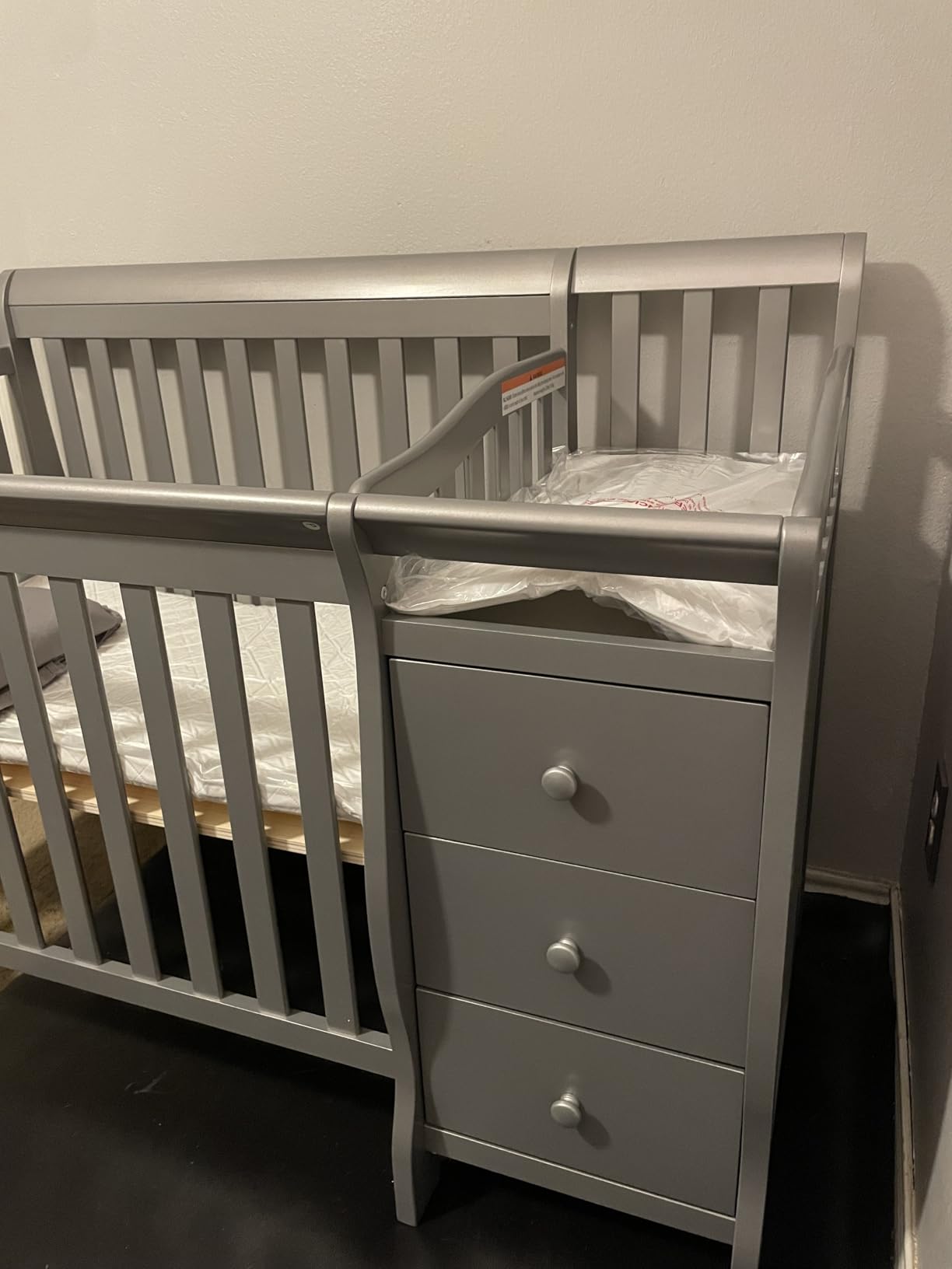 Dream On Me Jayden 4-in-1 Convertible Mini Baby Crib with 3 Drawer Changer | Detachable Changer, 3 Drawers, 3-Position Support, Twin Bed, BSA, 50Lb customer photo 1
