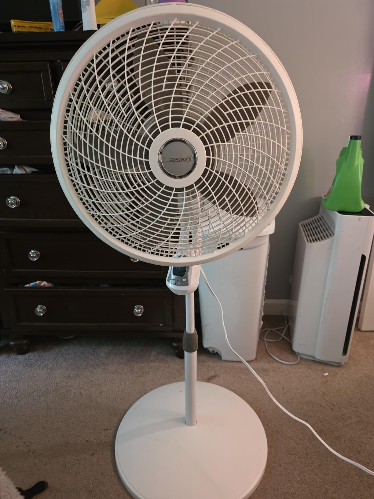 Lasko Cyclone Pedestal Fan, Adjustable Height, Remote Control, Timer, 3 Speeds, for Bedroom, Kitchen, Office and Living Room, 18