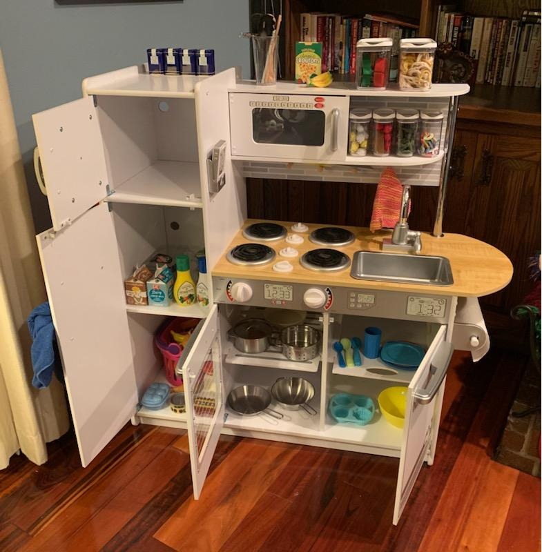 KidKraft Uptown Espresso Wooden Play Kitchen with Play Phone, Chalkboard & Towel Rack, Espresso customer photo 1