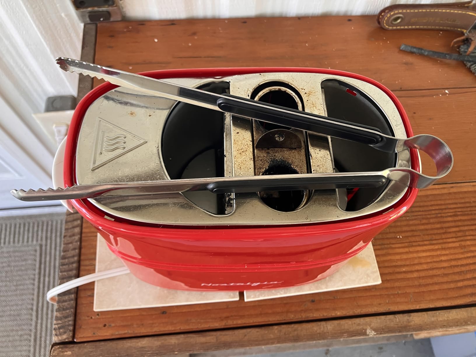 Nostalgia 2 Slot Hot Dog and Bun Toaster with Mini Tongs, Retro Hot Dog Toaster, Hot Dog Cooker that Works with Chicken, Turkey, Veggie Links, Sausages and Brats, Metallic Red customer photo 1