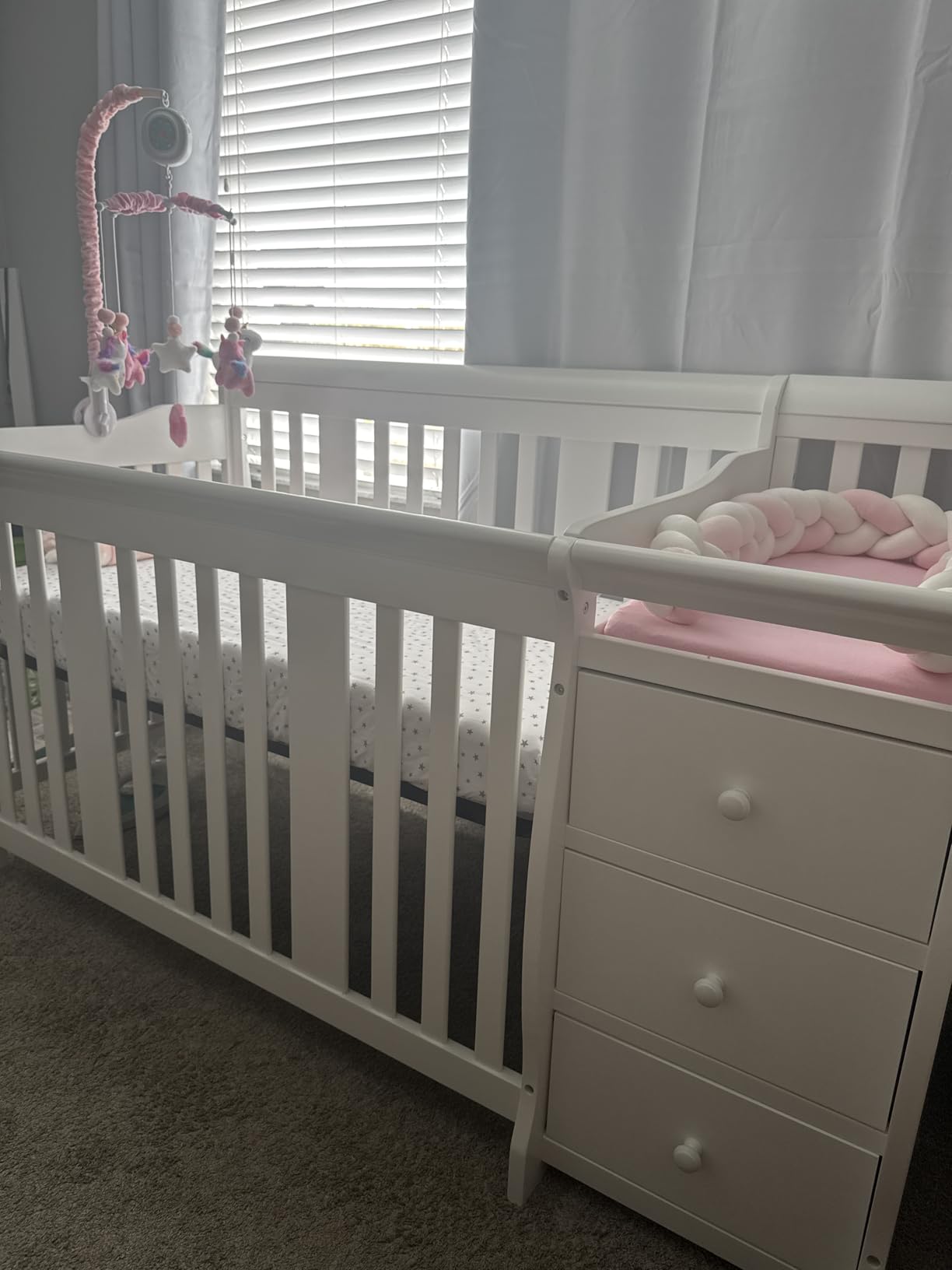 Storkcraft Portofino 5-in-1 Convertible Crib and Changer, White customer photo 2