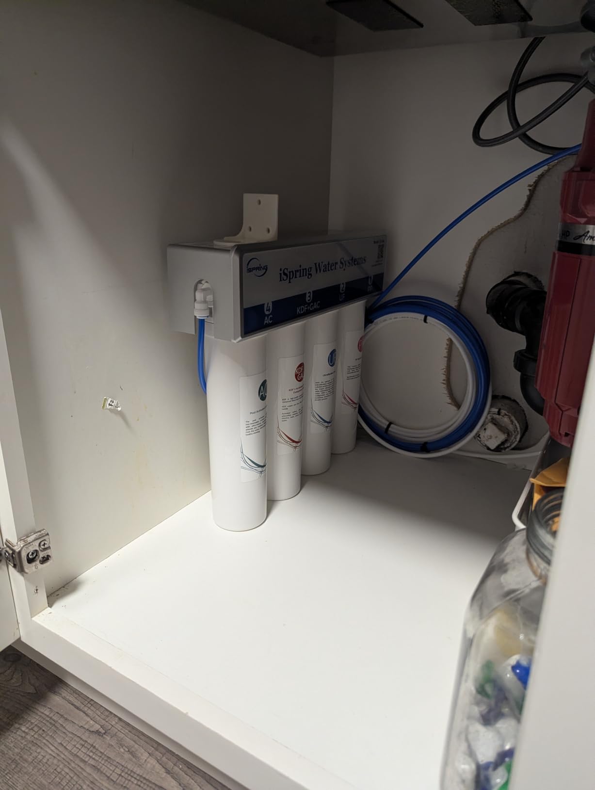 iSpring CU-A4 0.01μm Ultra-Filtration Under Sink Water Filter System, Tankless 4-Stage High Capacity, Remove 99.99% Contaminants, Quick Filter Change with Brushed Nickel Faucet, White customer photo 2