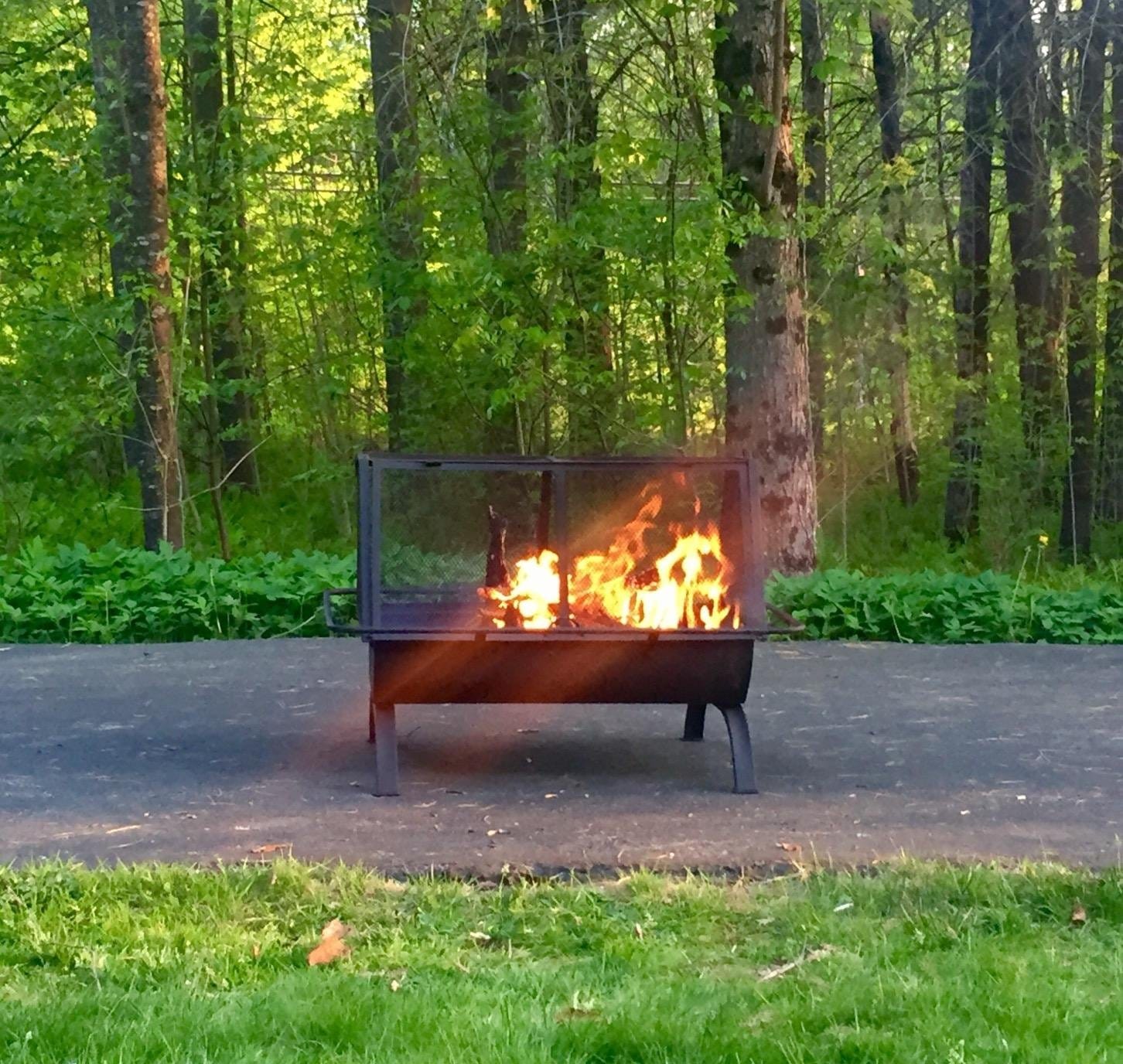 Sunnydaze Northland Rectangle Fire Pit with Grill, Heavy Duty Steel, 36