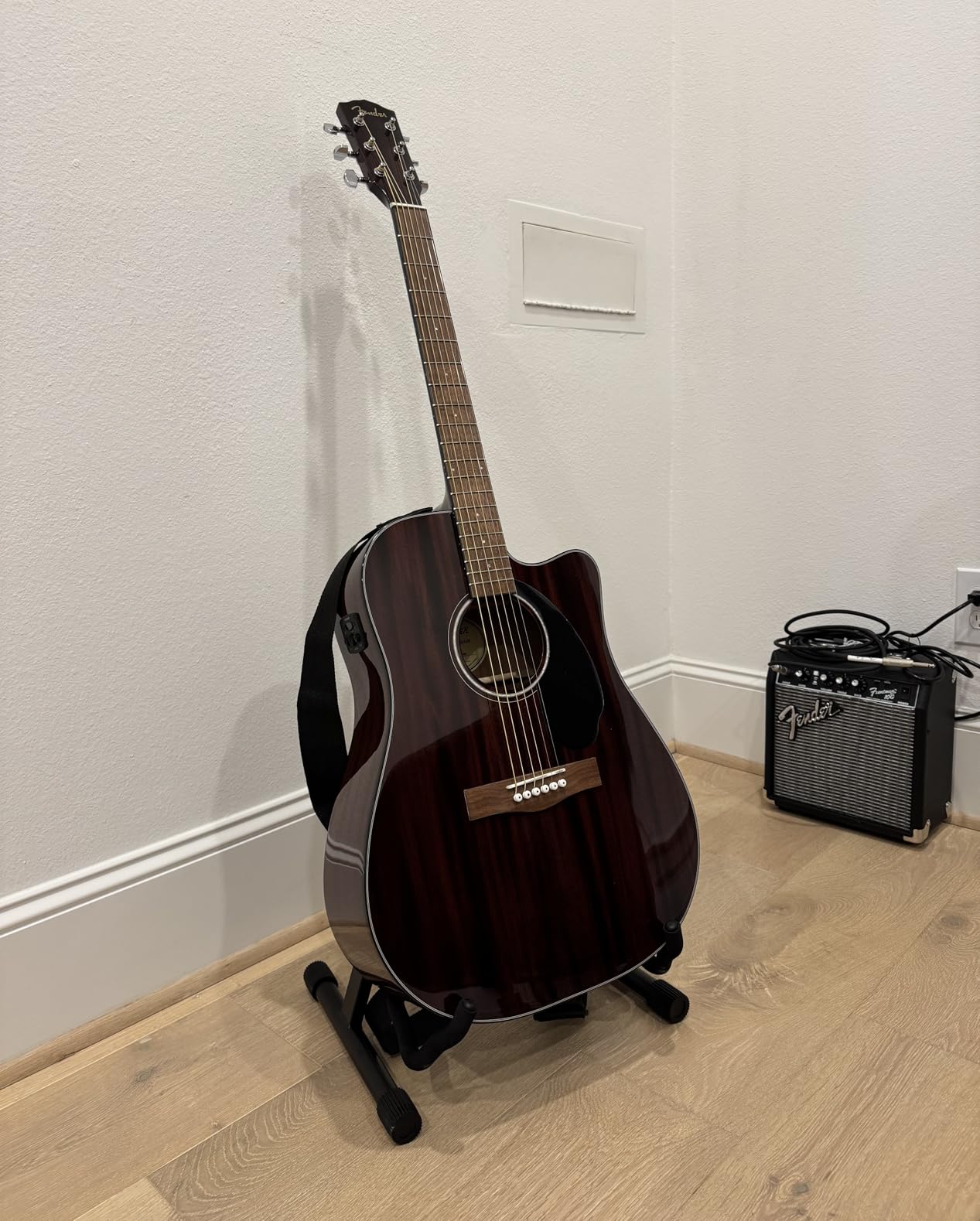 Fender CD-60S Solid Top Dreadnought Acoustic Guitar - All Mahogany Bundle with Hard Case, Tuner, Strap, Strings, Picks, and Austin Bazaar Instructional DVD customer photo 1