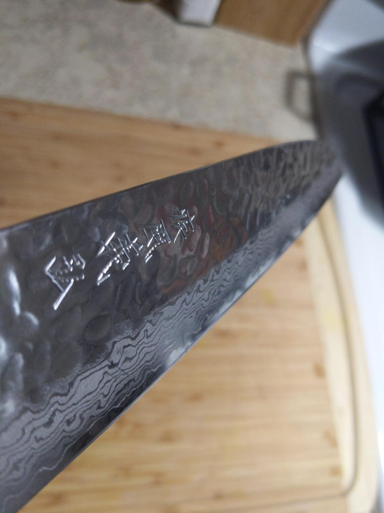 Yoshihiro VG10 16 Layer Hammered Damascus Stainless Steel Nakiri Vegetable Knife 6.5'' (165mm) customer photo 1