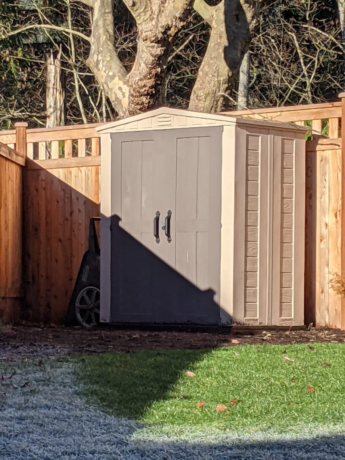 Keter Factor 6x3 Outdoor Storage Shed Kit - Perfect to Store Patio Furniture, Garden Tools Bike Accessories, Beach Chairs and Push Lawn Mower, Taupe & Brown customer photo 2