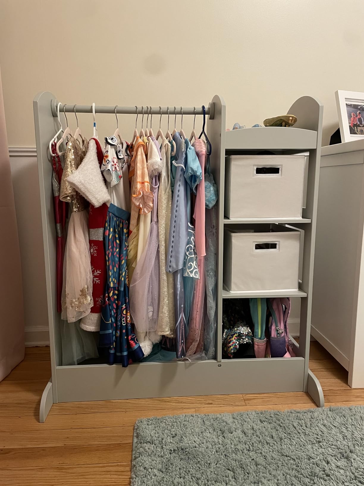 Guidecraft See and Store Dress-up Center - Natural: Armoire for Kids with Mirror & Shelves, Clothes Rack and Shoe Storage Dresser with Bottom Tray - Toddlers Room Furniture customer photo 1