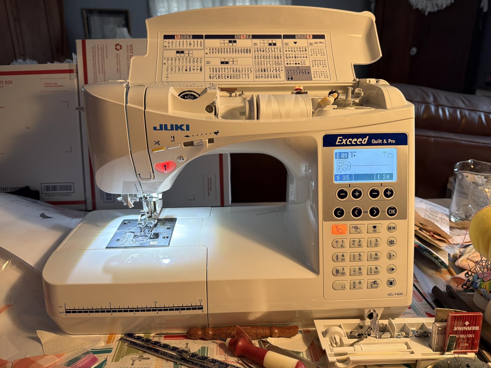 Juki HZL-F400 Exceed Series Computer Sewing Quilting Machine, White customer photo 2