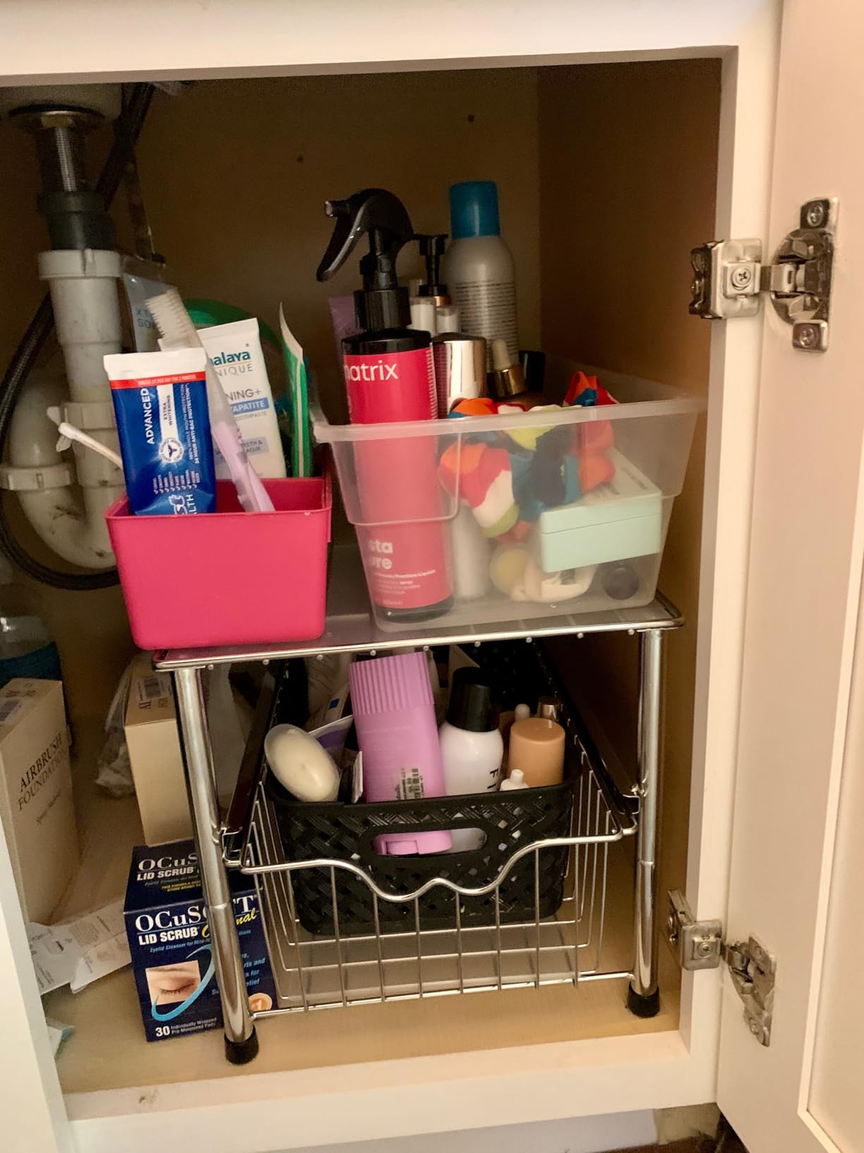 Deco Brothers Stackable Under Sink Organizer with Sliding Basket, Chrome customer photo 2